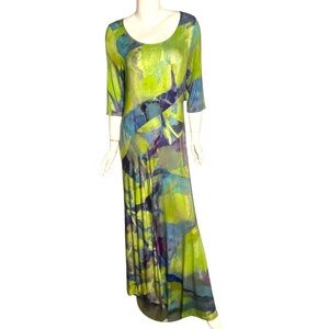 Soft Surroundings Multicolor Maxi Dress‎ watercolor abstract whimsy tall medium